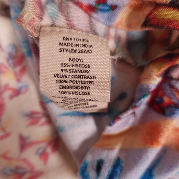 Soft Surroundings Tunic Top Womens M Floral Embroidered Boho 3/4 Sleeve Colorful - Picture 13 of 14